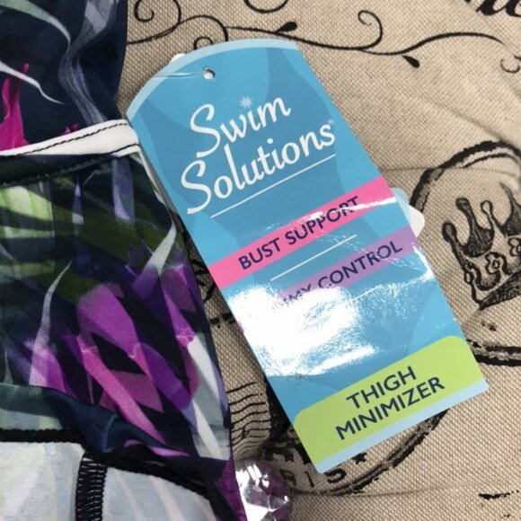 Swim Solutions Empire-Waist Printed Swimdress - Picture 7 of 10